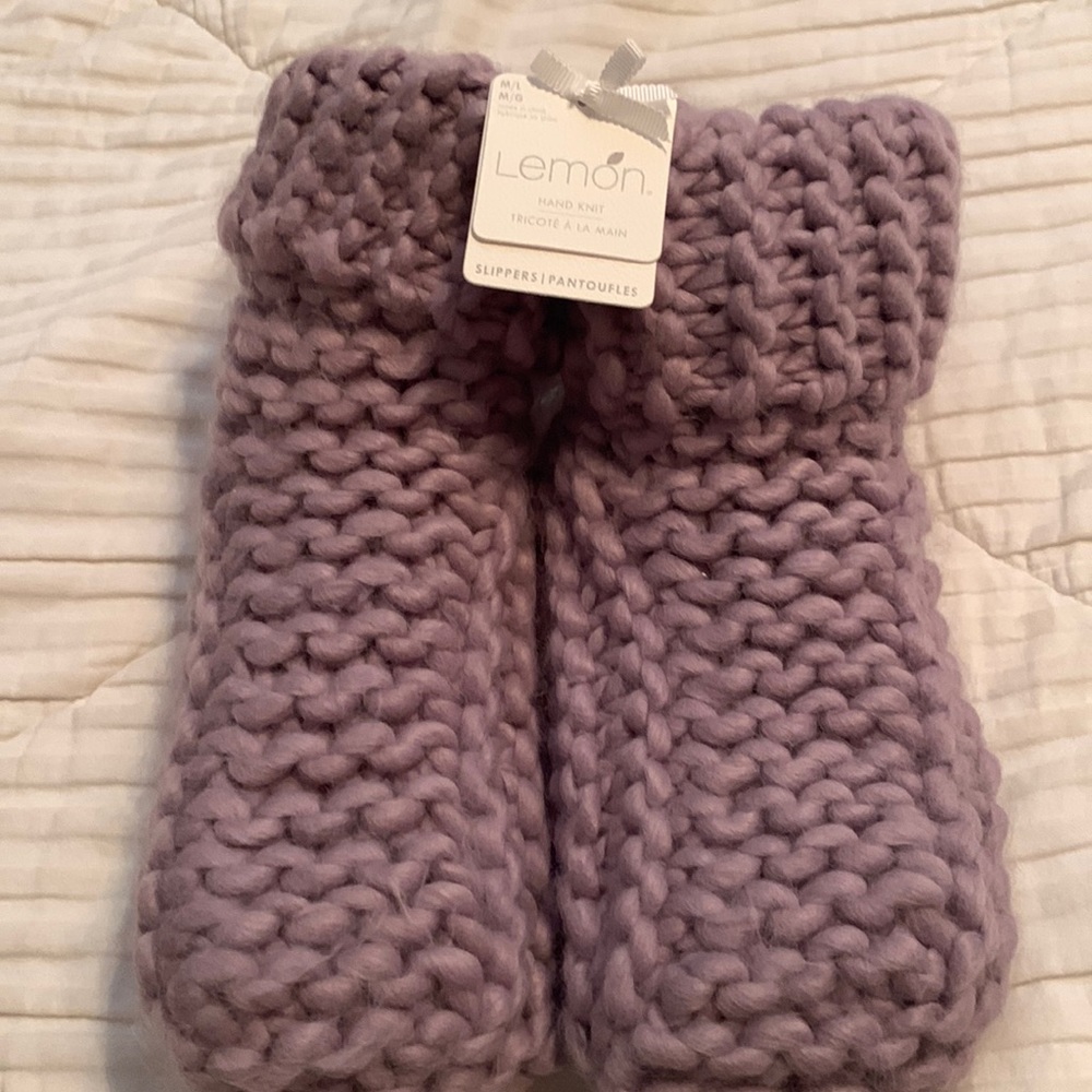 Lemon Hand Knit Slippers